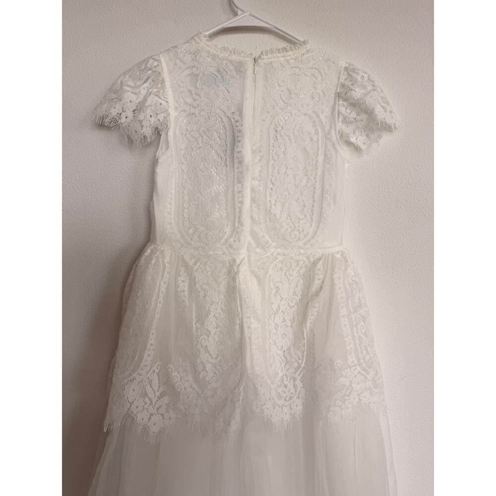 Trish Scully White Lace Tulle Layered Formal Dress Size 12 - Picture 4 of 8
